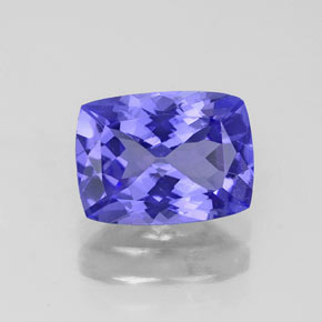 Tanzanite bleue naturelle coupe coussin, 1,60 ct, IF