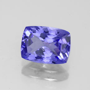 Tanzanite bleue naturelle coupe coussin, 1,60 ct, IF
