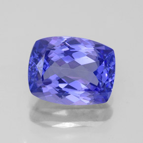 Tanzanite bleue naturelle coupe coussin, 2,36 ct, VVS