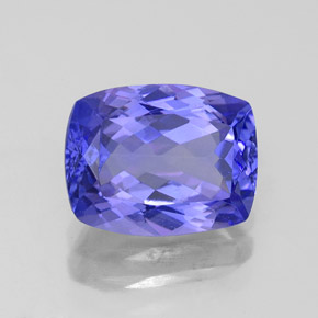 Tanzanite bleue naturelle coupe coussin, 2,36 ct, VVS