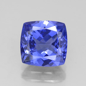 Tanzanite bleue naturelle coupe coussin, 2,40 ct, IF
