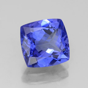 Tanzanite bleue naturelle coupe coussin, 2,40 ct, IF