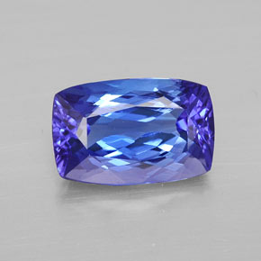 Tanzanite bleue naturelle coupe coussin, 3,38 ct, VVS