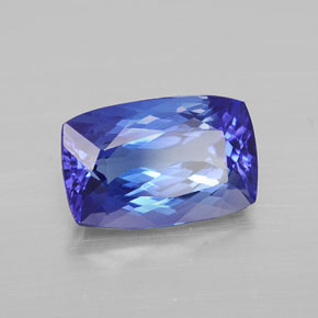 Tanzanite bleue naturelle coupe coussin, 3,38 ct, VVS