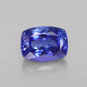 Tanzanite bleue naturelle coupe coussin, 1,82 ct, VVS