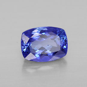 Tanzanite bleue naturelle coupe coussin, 1,82 ct, VVS
