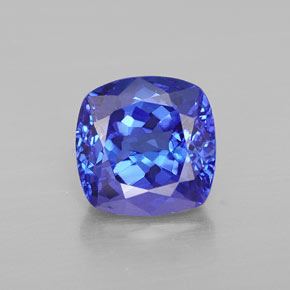 Tanzanite bleue naturelle coupe coussin, 2,44 ct, VVS