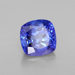 Tanzanite bleue naturelle coupe coussin, 2,44 ct, VVS