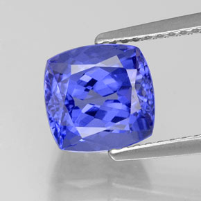 Tanzanite bleue naturelle coupe coussin, 3,13 ct, VVS