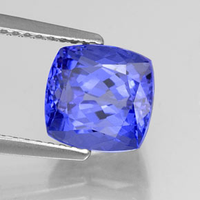 Tanzanite bleue naturelle coupe coussin, 3,13 ct, VVS