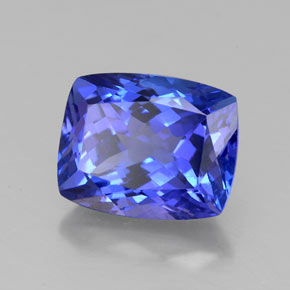 Tanzanite bleue naturelle coupe coussin, 2,82 ct, VVS-VS