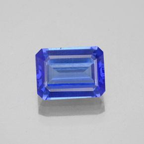 Tanzanite bleue naturelle taille émeraude, 1,63 ct, VVS-VS