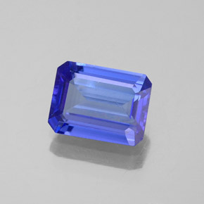 Tanzanite bleue naturelle taille émeraude, 1,63 ct, VVS-VS