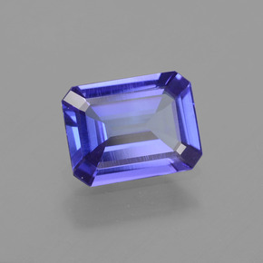 Tanzanite bleue naturelle taille émeraude, 1,79 ct, VS
