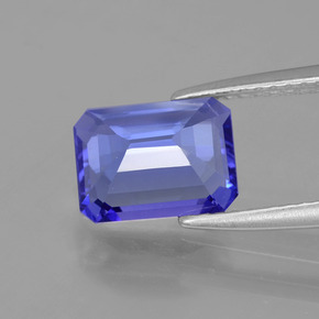 Tanzanite bleue naturelle taille émeraude, 1,79 ct, VS