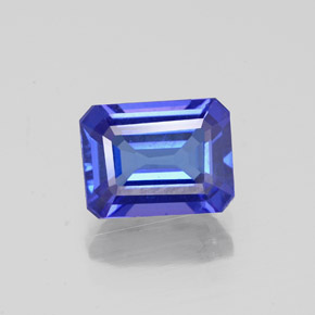 Tanzanite bleue naturelle taille émeraude, 1,77 ct, VS