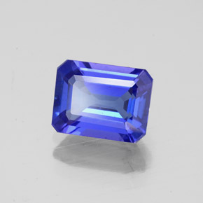 Tanzanite bleue naturelle taille émeraude, 1,77 ct, VS