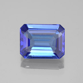 Tanzanite bleue naturelle taille émeraude, 2,02 ct, VS