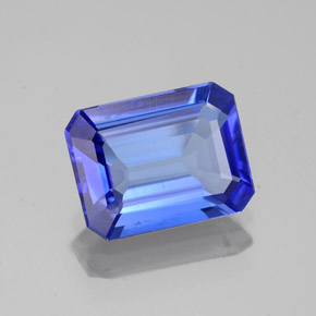 Tanzanite bleue naturelle taille émeraude, 2,02 ct, VS