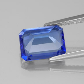 Tanzanite bleue naturelle taille émeraude, 2,02 ct, VS