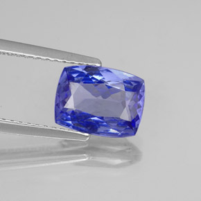 Tanzanite bleue naturelle coupe coussin, 2,16 ct, VVS