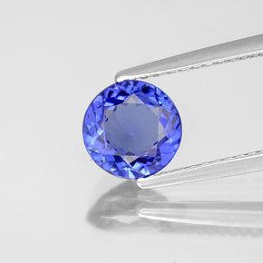 Tanzanite bleue naturelle coupe roude, 1,36 ct, VVS