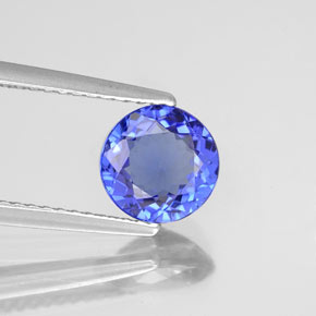Tanzanite bleue naturelle coupe roude, 1,36 ct, VVS