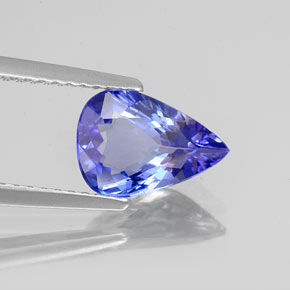 Tanzanite bleue naturelle en forme de poire, 1,57 ct, VVS