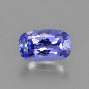 Tanzanite bleue naturelle coupe coussin, 1,17 ct, VS