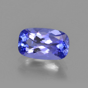 Tanzanite bleue naturelle coupe coussin, 1,17 ct, VS