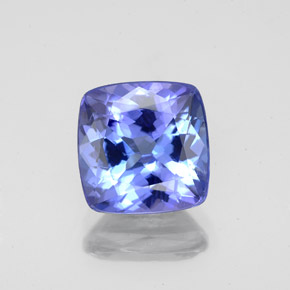 Tanzanite bleue naturelle coupe coussin, 2,67 ct, VS