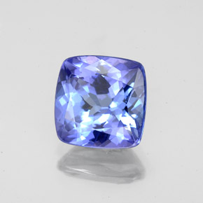 Tanzanite bleue naturelle coupe coussin, 2,67 ct, VS