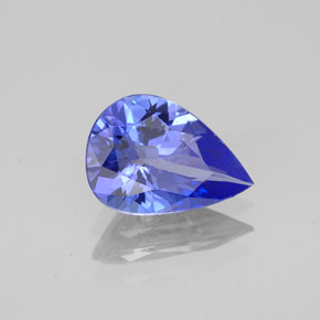 Tanzanite bleue naturelle en forme de poire, 1,65 ct, VVS