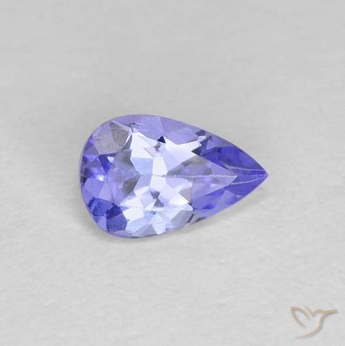 Tanzanite bleue naturelle en forme de poire, 0,38 ct, VVS