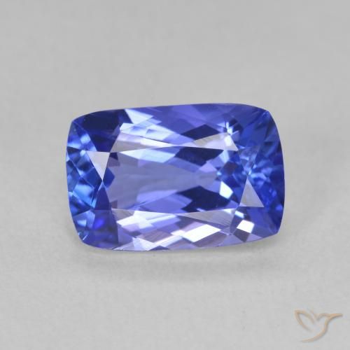 2.19ct Naturel Violet foncé Bleu Tanzanite, Coussin, VVS