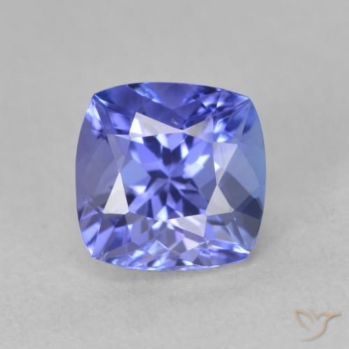 1.59ct Naturel Violet foncé Bleu Tanzanite, Coussin, VVS