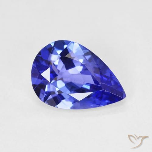 Tanzanite Bleu vif naturelle En forme de poire, 1.77 ct, VVS
