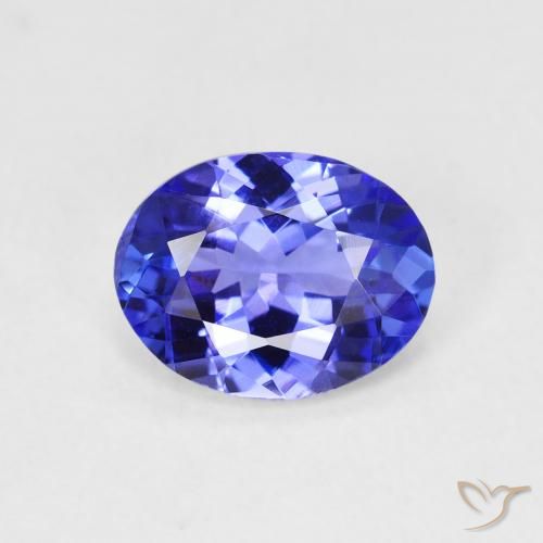 Tanzanite bleue naturelle coupe ovale, 1,73 ct, VVS