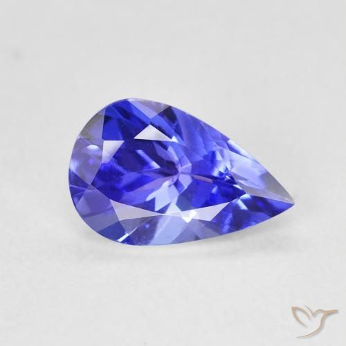 Tanzanite Bleu vif naturelle En forme de poire, 1.18 ct, VVS