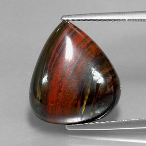Tiger's eye matrix multicolore naturelle en forme de poire, 13,07 ct, opaque