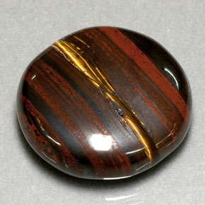 Tiger's eye matrix multicolore naturelle coupe roude, 31,63 ct, opaque