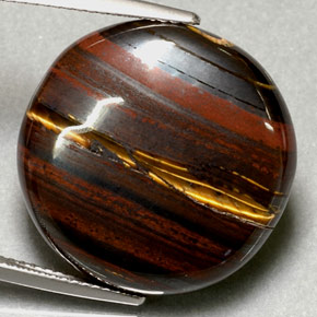 Tiger's eye matrix multicolore naturelle coupe roude, 31,63 ct, opaque