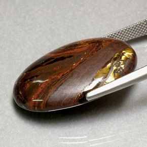Tiger's eye matrix multicolore naturelle coupe ovale, 35,49 ct, opaque