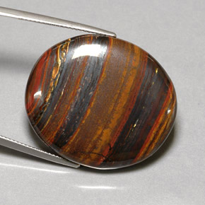 Tiger's eye matrix multicolore naturelle coupe ovale, 53,09 ct, opaque