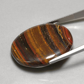 Tiger's eye matrix multicolore naturelle coupe ovale, 53,09 ct, opaque