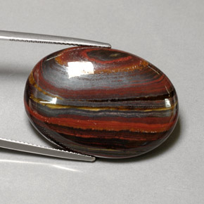 Tiger's eye matrix multicolore naturelle coupe ovale, 45,58 ct, opaque