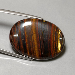 Tiger's eye matrix multicolore naturelle coupe ovale, 43,53 ct, opaque