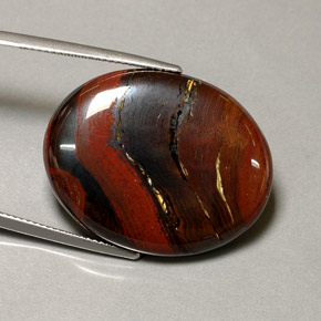 Tiger's eye matrix multicolore naturelle coupe ovale, 41,60 ct, opaque