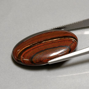 Tiger's eye matrix multicolore naturelle coupe ovale, 35,01 ct, opaque