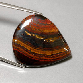 Tiger's eye matrix multicolore naturelle en forme de poire, 37,44 ct, opaque